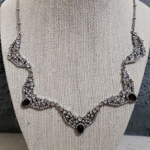 Ruby red silver necklace